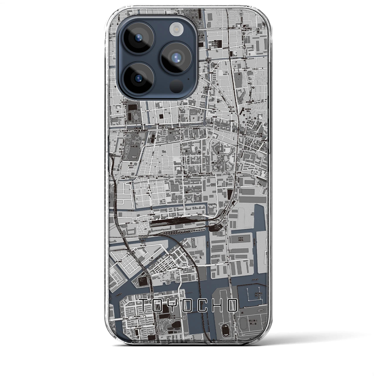 【東陽町】地図柄iPhoneケース（クリアタイプ・モノトーン）iPhone 15 Pro Max 用