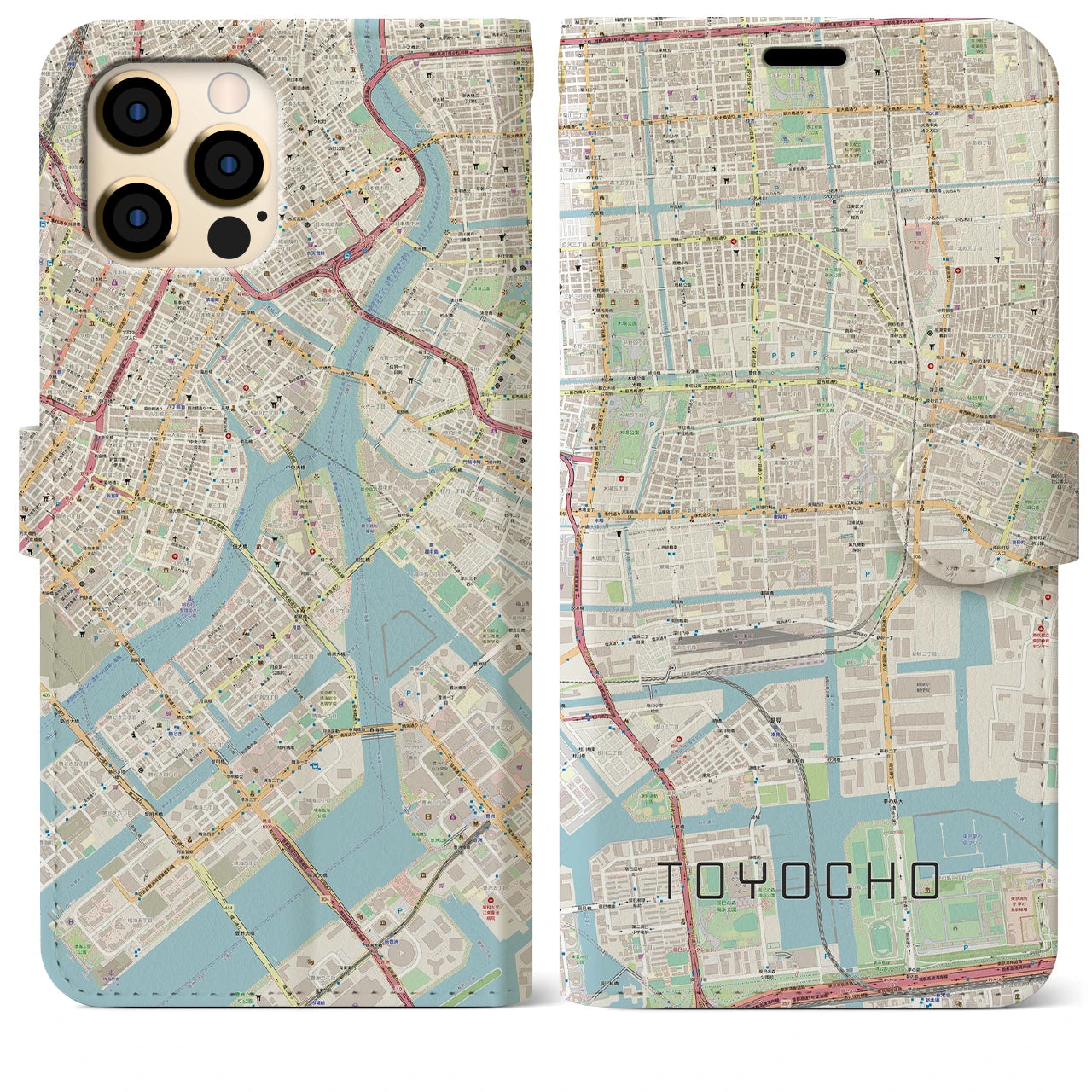 【東陽町】地図柄iPhoneケース（手帳両面タイプ・ナチュラル）iPhone 12 Pro Max 用