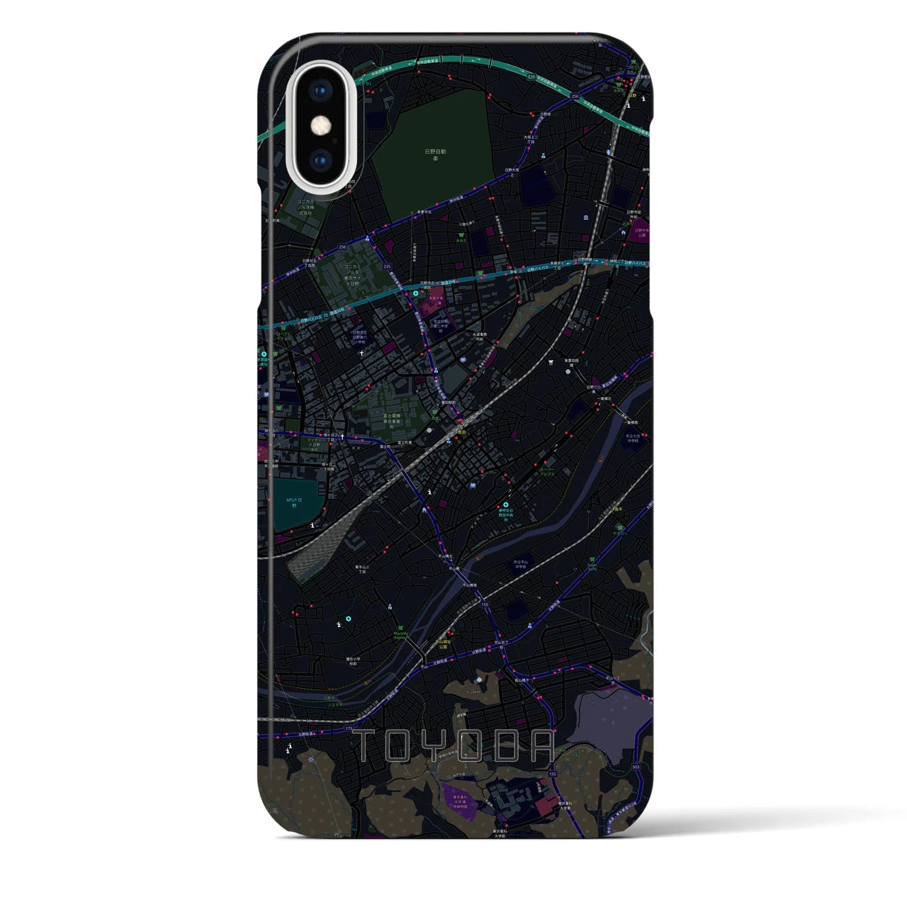 【豊田】地図柄iPhoneケース（バックカバータイプ・ブラック）iPhone XS Max 用