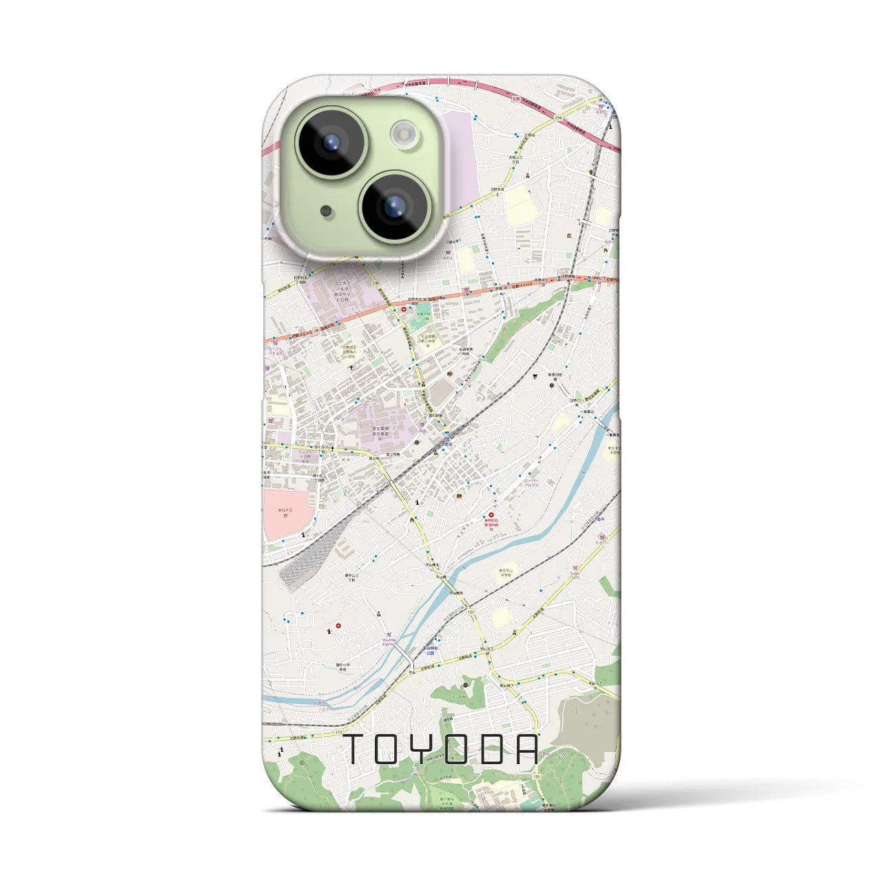 【豊田】地図柄iPhoneケース（バックカバータイプ・ナチュラル）iPhone 15 用