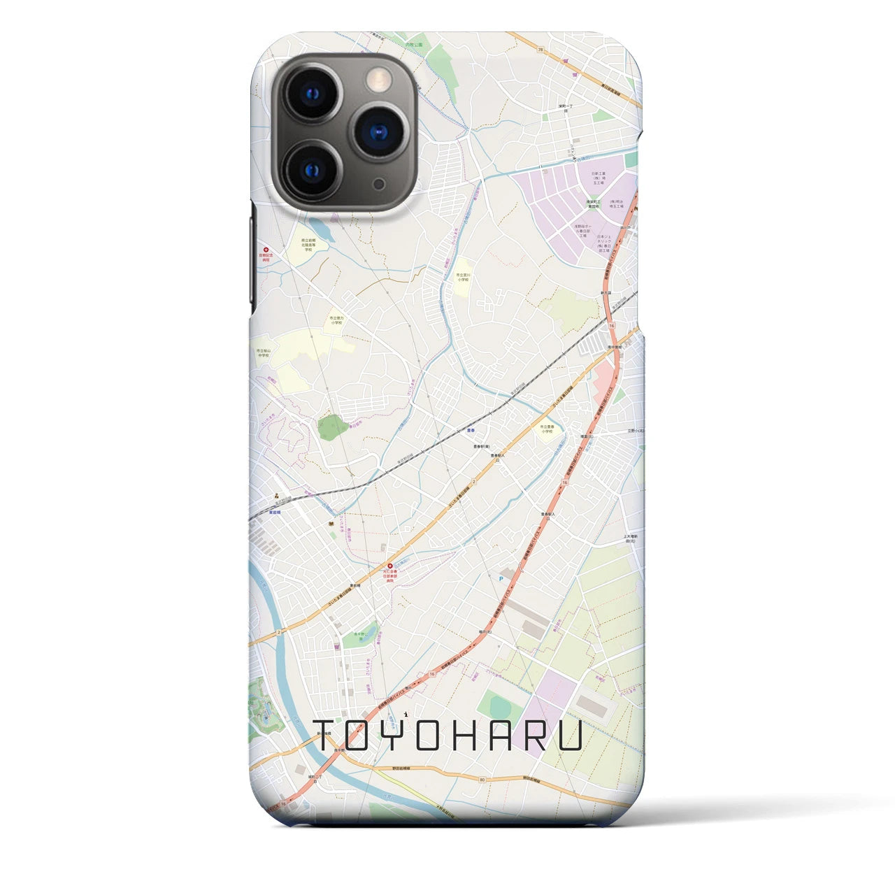 【豊春】地図柄iPhoneケース（バックカバータイプ・ナチュラル）iPhone 11 Pro Max 用