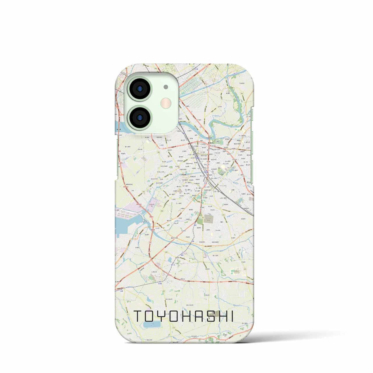 【豊橋】地図柄iPhoneケース（バックカバータイプ・ナチュラル）iPhone 12 mini 用