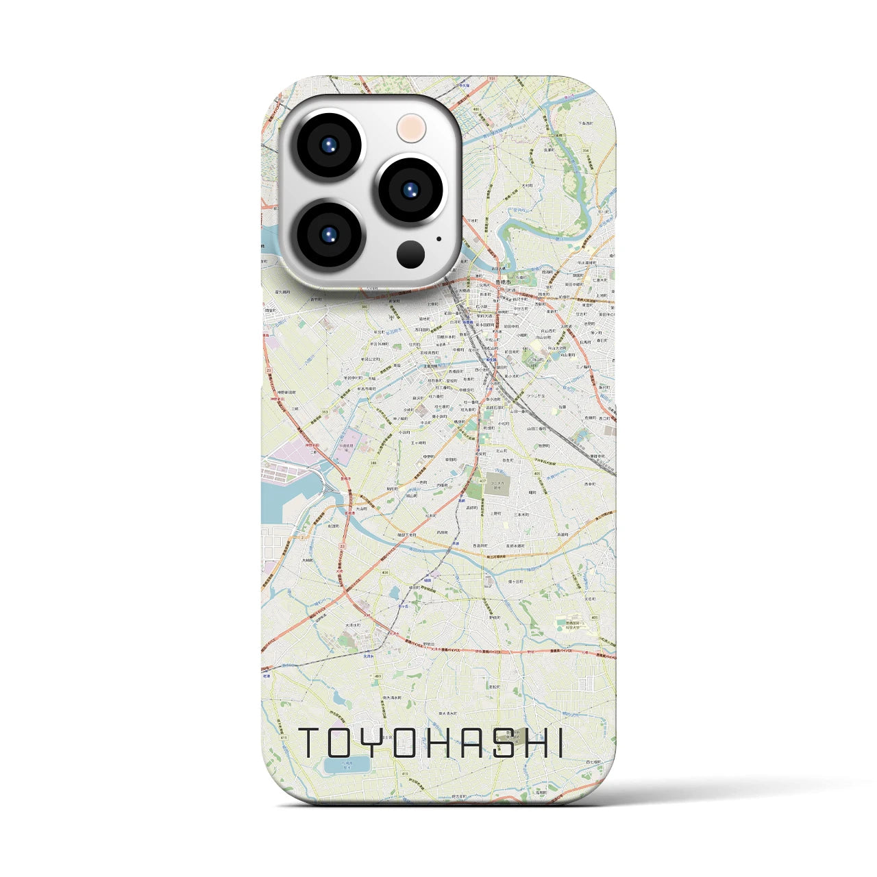 【豊橋】地図柄iPhoneケース（バックカバータイプ・ナチュラル）iPhone 13 Pro 用
