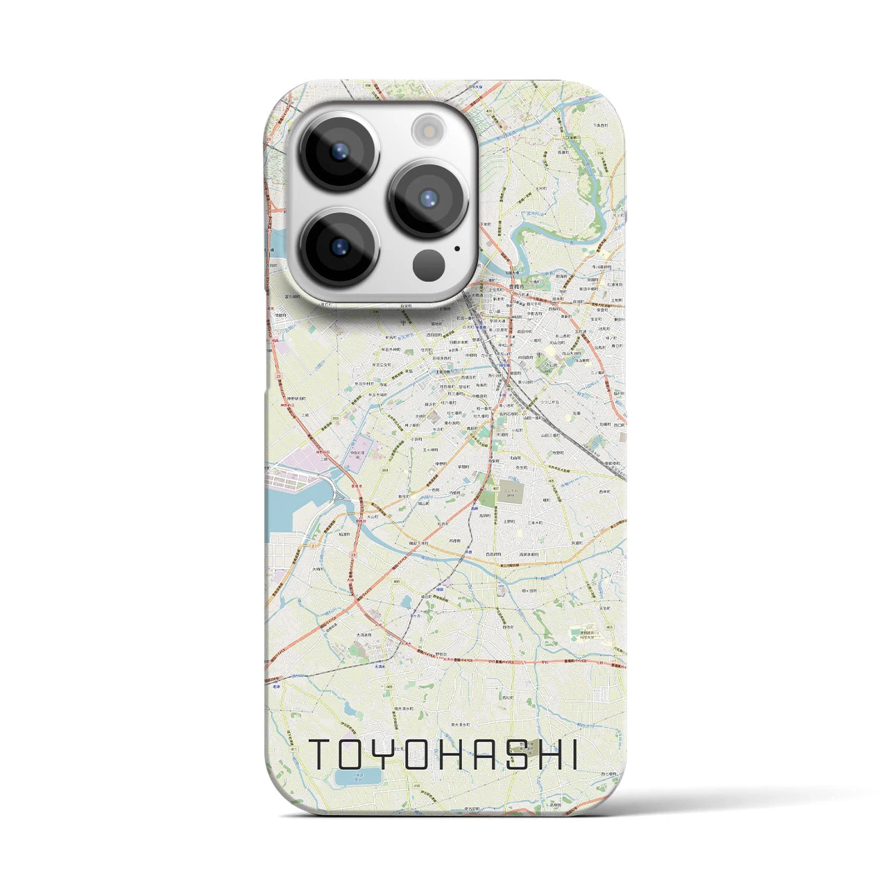 【豊橋】地図柄iPhoneケース（バックカバータイプ・ナチュラル）iPhone 14 Pro 用