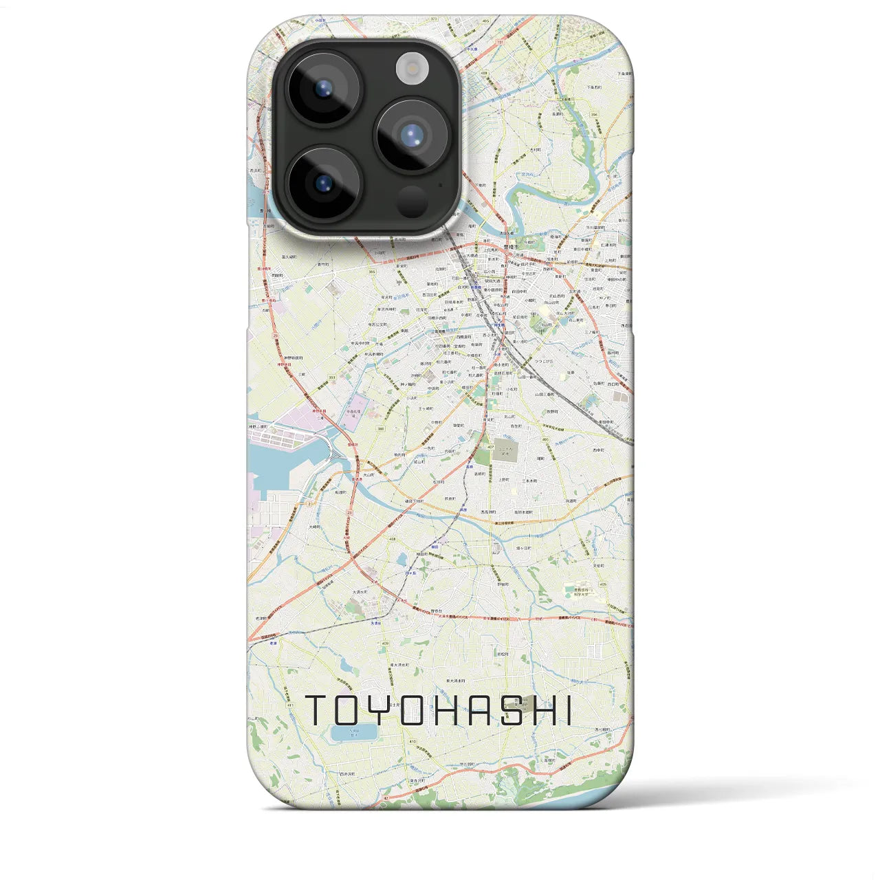 【豊橋】地図柄iPhoneケース（バックカバータイプ・ナチュラル）iPhone 15 Pro Max 用