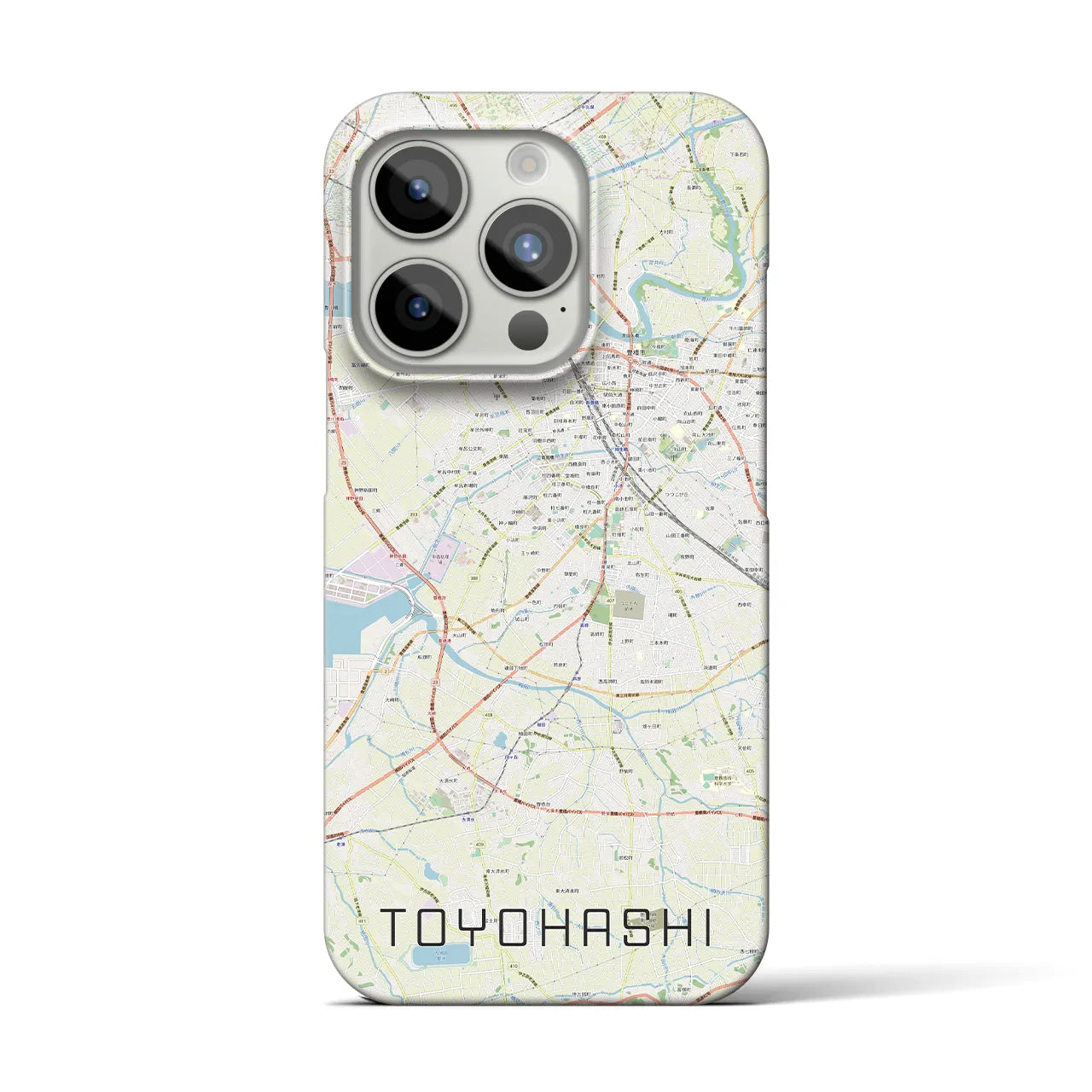 【豊橋】地図柄iPhoneケース（バックカバータイプ・ナチュラル）iPhone 15 Pro 用
