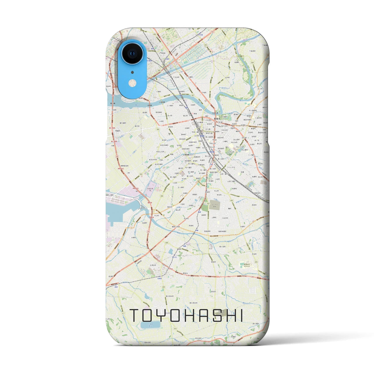 【豊橋】地図柄iPhoneケース（バックカバータイプ・ナチュラル）iPhone XR 用