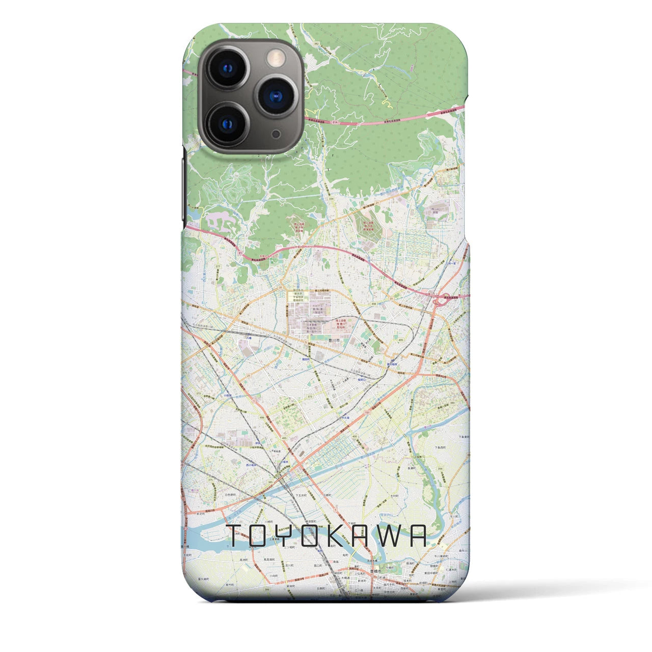 【豊川】地図柄iPhoneケース（バックカバータイプ・ナチュラル）iPhone 11 Pro Max 用