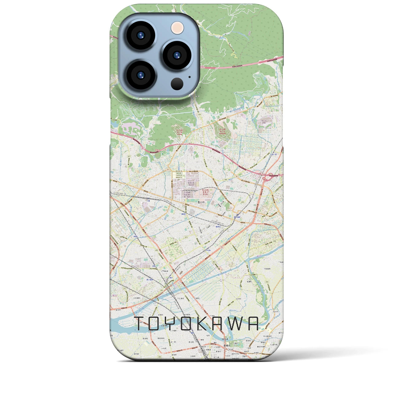 【豊川】地図柄iPhoneケース（バックカバータイプ・ナチュラル）iPhone 13 Pro Max 用