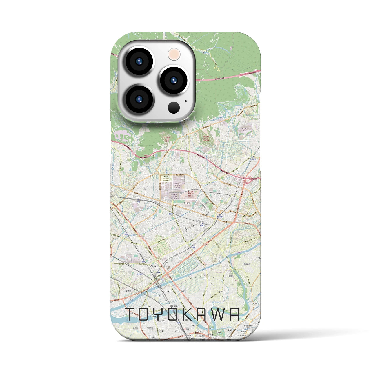 【豊川】地図柄iPhoneケース（バックカバータイプ・ナチュラル）iPhone 13 Pro 用