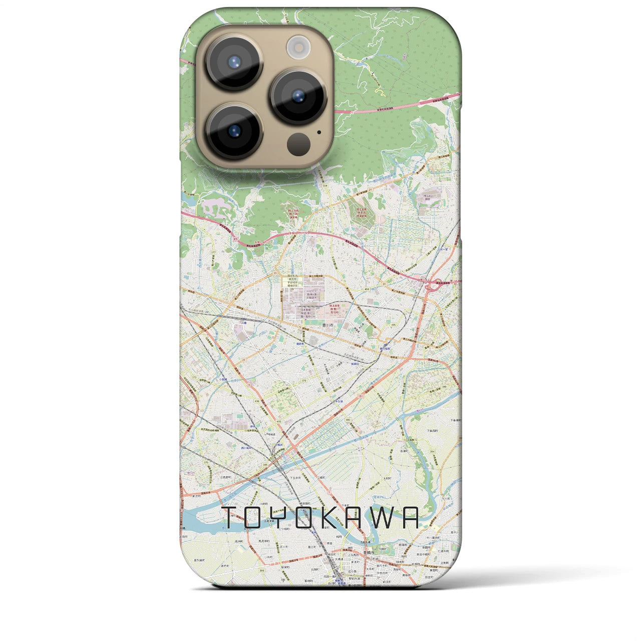 【豊川】地図柄iPhoneケース（バックカバータイプ・ナチュラル）iPhone 14 Pro Max 用