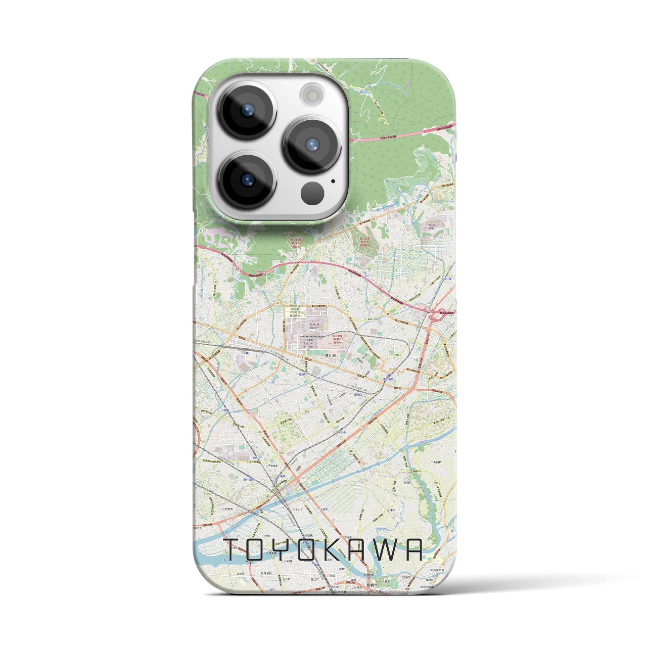 【豊川】地図柄iPhoneケース（バックカバータイプ・ナチュラル）iPhone 14 Pro 用