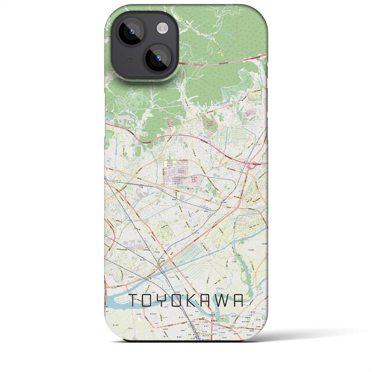 【豊川】地図柄iPhoneケース（バックカバータイプ・ナチュラル）iPhone 14 Plus 用
