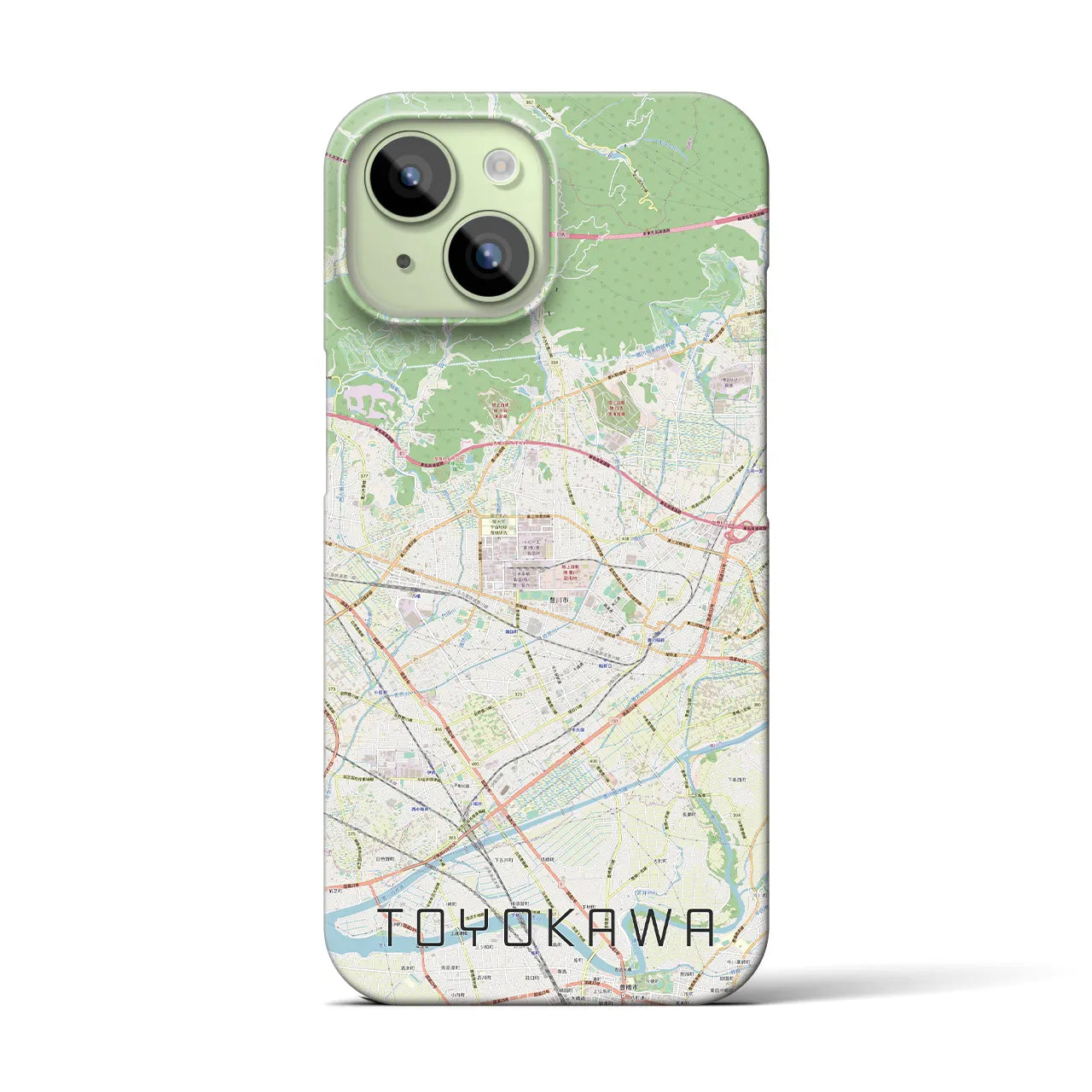 【豊川】地図柄iPhoneケース（バックカバータイプ・ナチュラル）iPhone 15 用