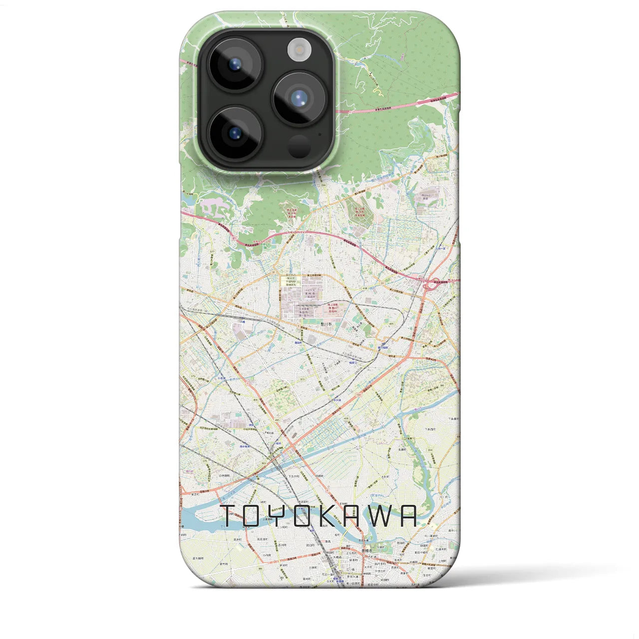 【豊川】地図柄iPhoneケース（バックカバータイプ・ナチュラル）iPhone 15 Pro Max 用