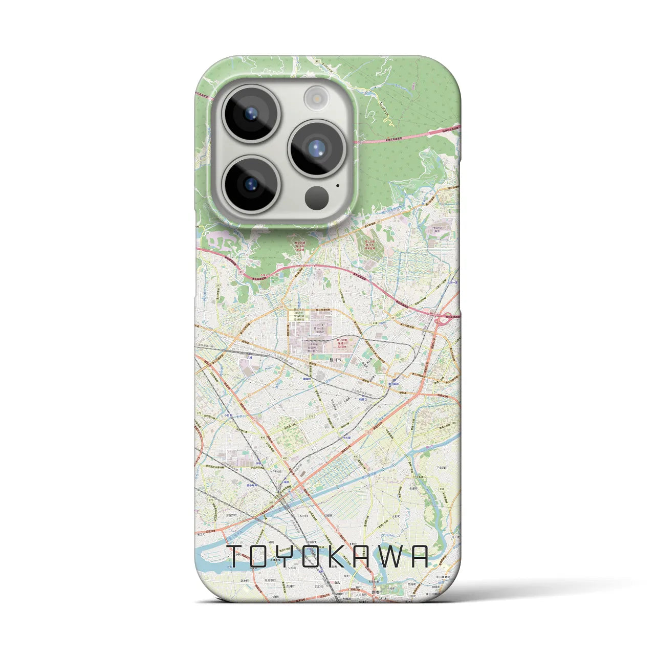 【豊川】地図柄iPhoneケース（バックカバータイプ・ナチュラル）iPhone 15 Pro 用