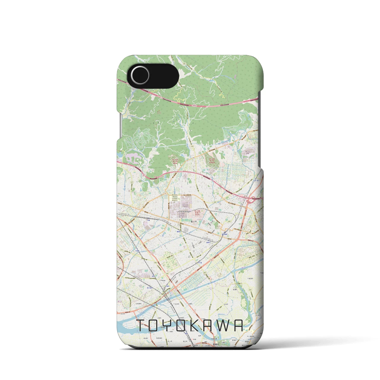 【豊川】地図柄iPhoneケース（バックカバータイプ・ナチュラル）iPhone SE（第3 / 第2世代） / 8 / 7 / 6s / 6 用