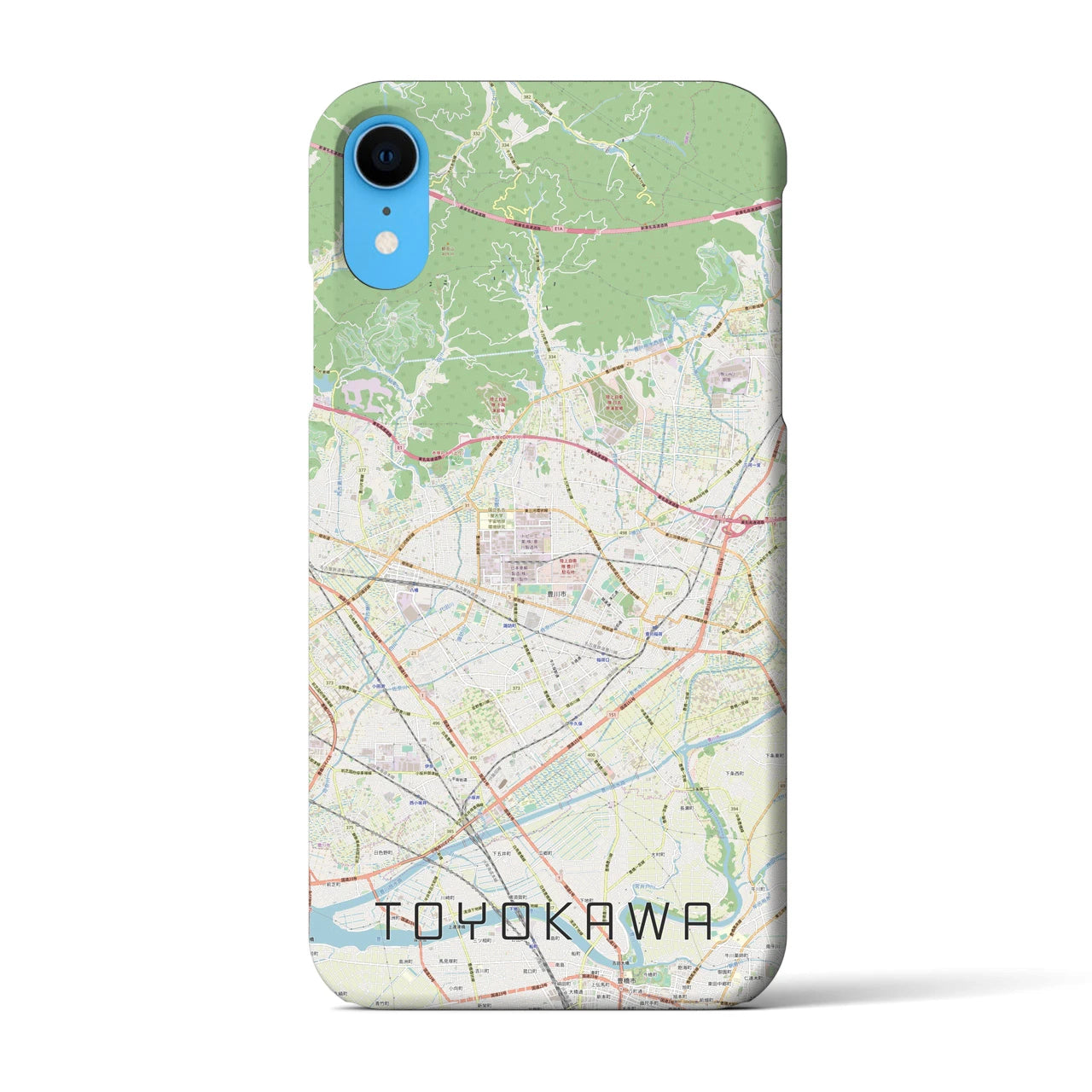 【豊川】地図柄iPhoneケース（バックカバータイプ・ナチュラル）iPhone XR 用
