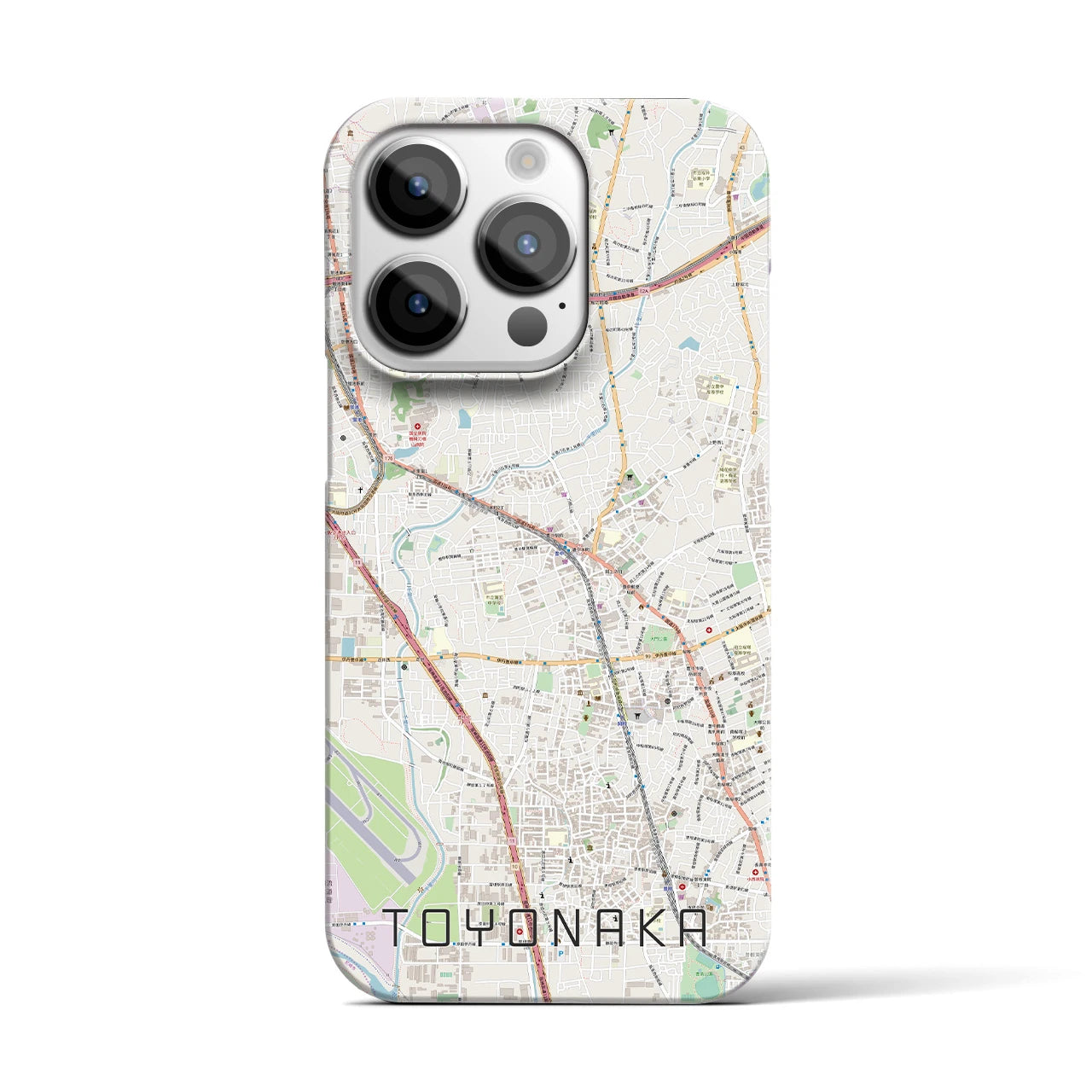 【豊中】地図柄iPhoneケース（バックカバータイプ・ナチュラル）iPhone 14 Pro 用