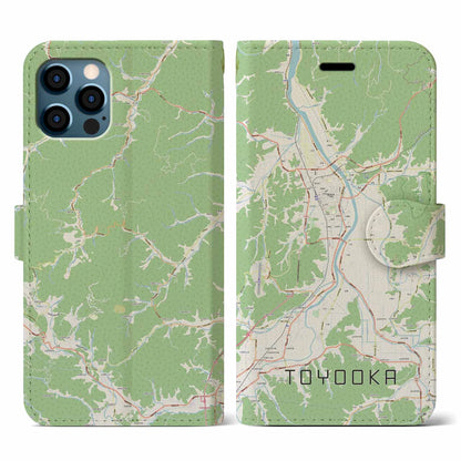 【豊岡（兵庫県）】地図柄iPhoneケース（手帳タイプ）ナチュラル・iPhone 12 / 12 Pro 用