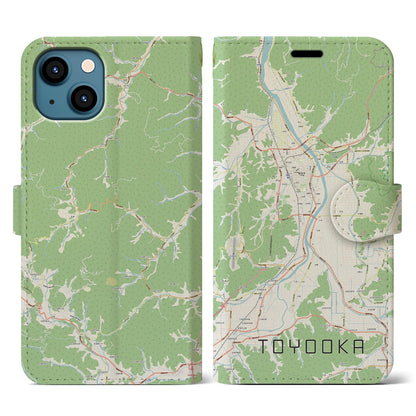【豊岡（兵庫県）】地図柄iPhoneケース（手帳タイプ）ナチュラル・iPhone 13 用