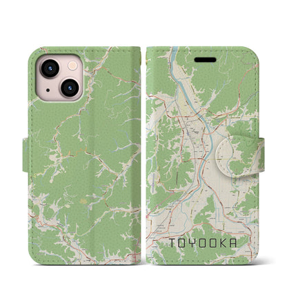 【豊岡（兵庫県）】地図柄iPhoneケース（手帳タイプ）ナチュラル・iPhone 13 mini 用
