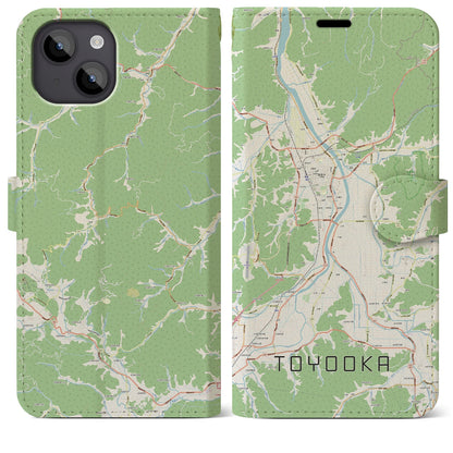 【豊岡（兵庫県）】地図柄iPhoneケース（手帳タイプ）ナチュラル・iPhone 14 Plus 用