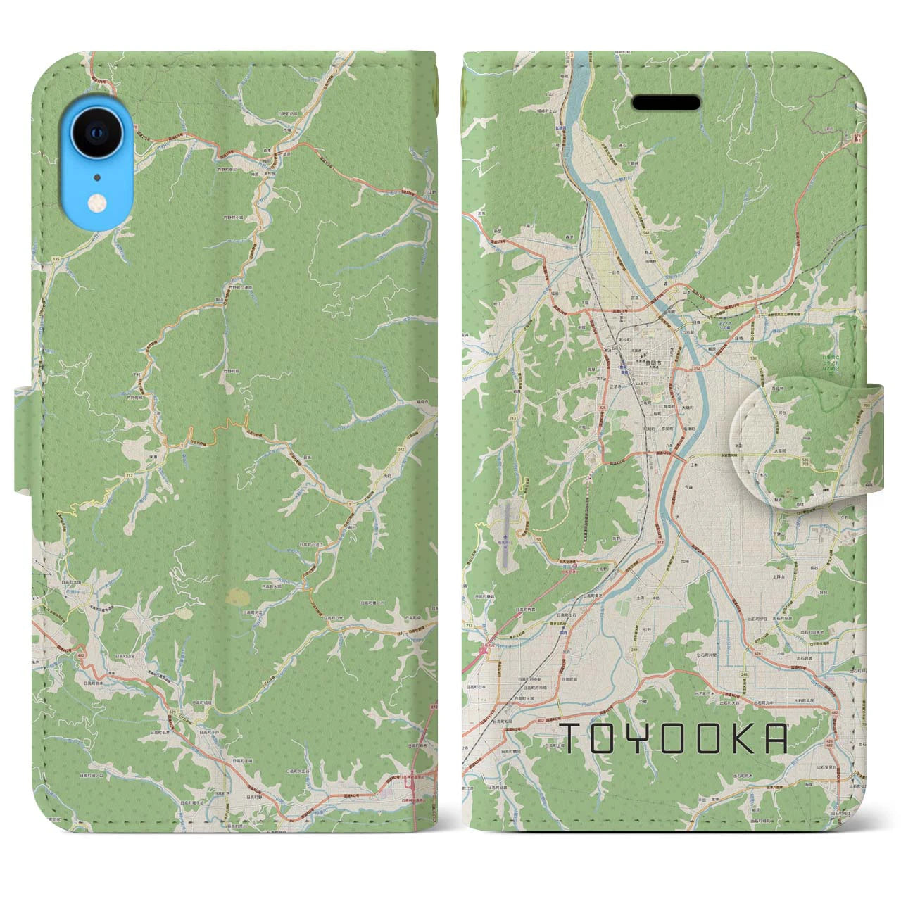 【豊岡】地図柄iPhoneケース（手帳両面タイプ・ナチュラル）iPhone XR 用
