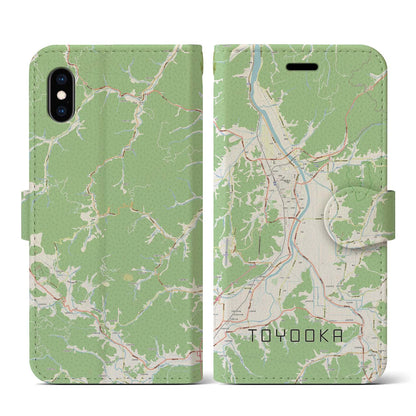 【豊岡（兵庫県）】地図柄iPhoneケース（手帳タイプ）ナチュラル・iPhone XS / X 用