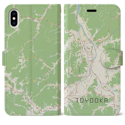【豊岡（兵庫県）】地図柄iPhoneケース（手帳タイプ）ナチュラル・iPhone XS Max 用