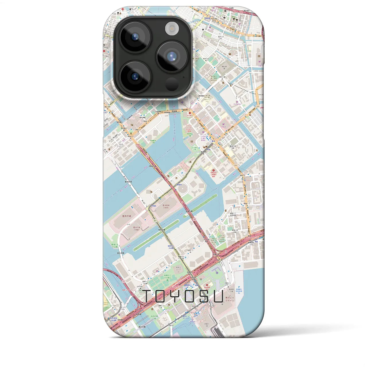 【豊洲】地図柄iPhoneケース（バックカバータイプ・ナチュラル）iPhone 15 Pro Max 用