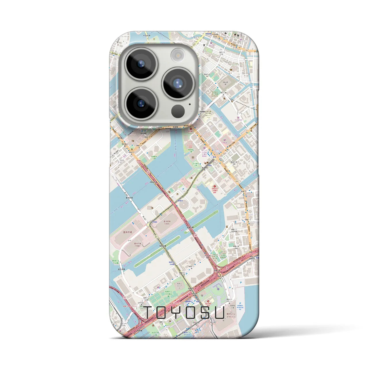 【豊洲】地図柄iPhoneケース（バックカバータイプ・ナチュラル）iPhone 15 Pro 用