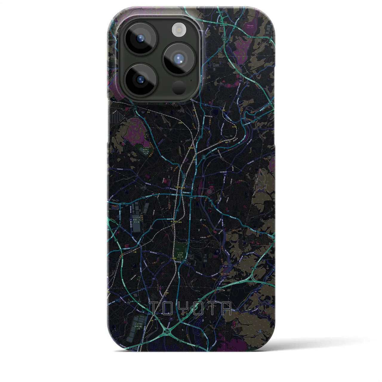 【豊田（愛知県）】地図柄iPhoneケース（バックカバータイプ・ブラック）iPhone 15 Pro Max 用