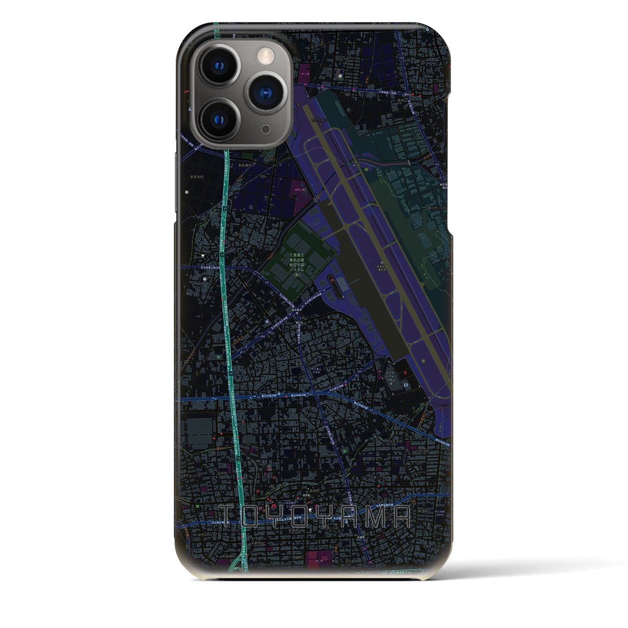 【豊山】地図柄iPhoneケース（バックカバータイプ・ブラック）iPhone 11 Pro Max 用
