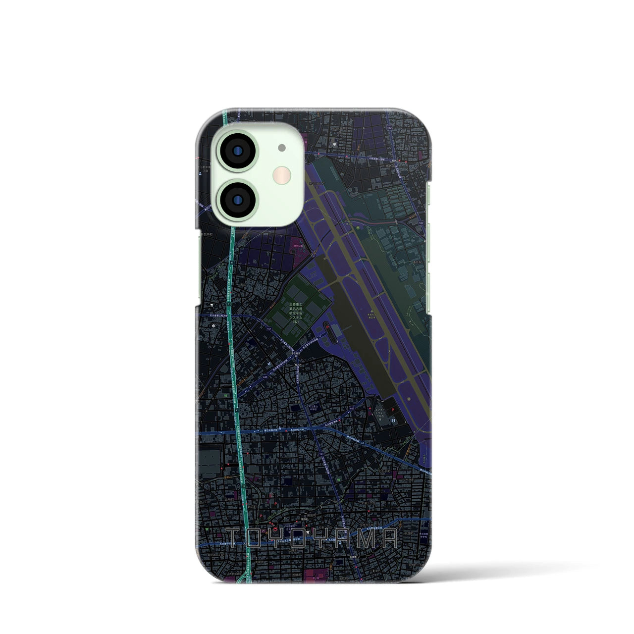 【豊山】地図柄iPhoneケース（バックカバータイプ・ブラック）iPhone 12 mini 用