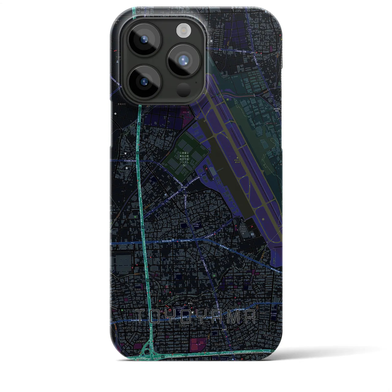 【豊山】地図柄iPhoneケース（バックカバータイプ・ブラック）iPhone 15 Pro Max 用