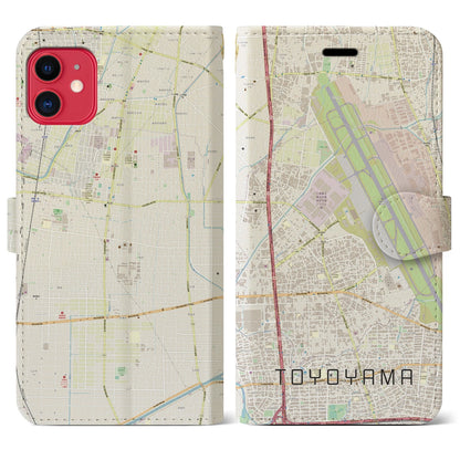 【豊山（愛知県）】地図柄iPhoneケース（手帳タイプ）ナチュラル・iPhone 11 用