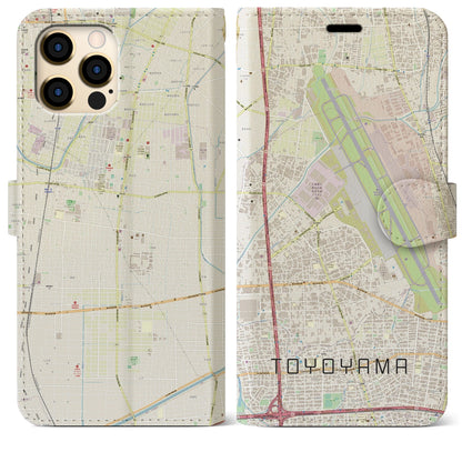 【豊山（愛知県）】地図柄iPhoneケース（手帳タイプ）ナチュラル・iPhone 12 Pro Max 用