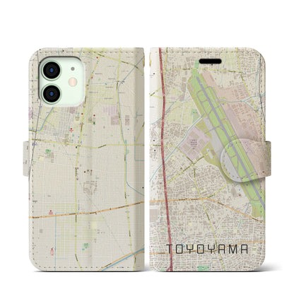 【豊山（愛知県）】地図柄iPhoneケース（手帳タイプ）ナチュラル・iPhone 12 mini 用