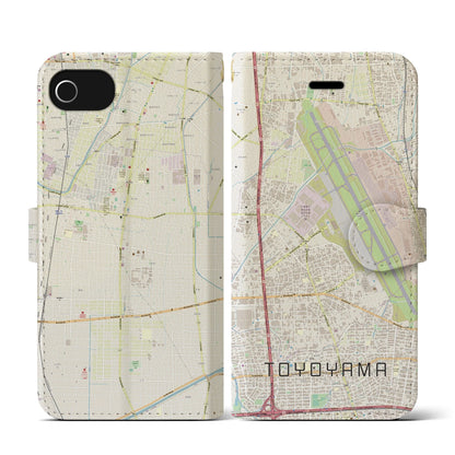 【豊山（愛知県）】地図柄iPhoneケース（手帳タイプ）ナチュラル・iPhone SE（第3 / 第2世代） / 8 / 7 / 6s / 6 用