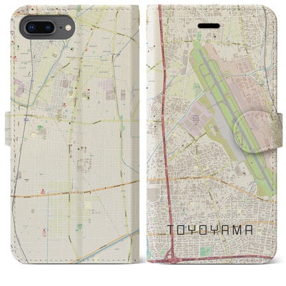 【豊山（愛知県）】地図柄iPhoneケース（手帳タイプ）ナチュラル・iPhone 8Plus /7Plus / 6sPlus / 6Plus 用