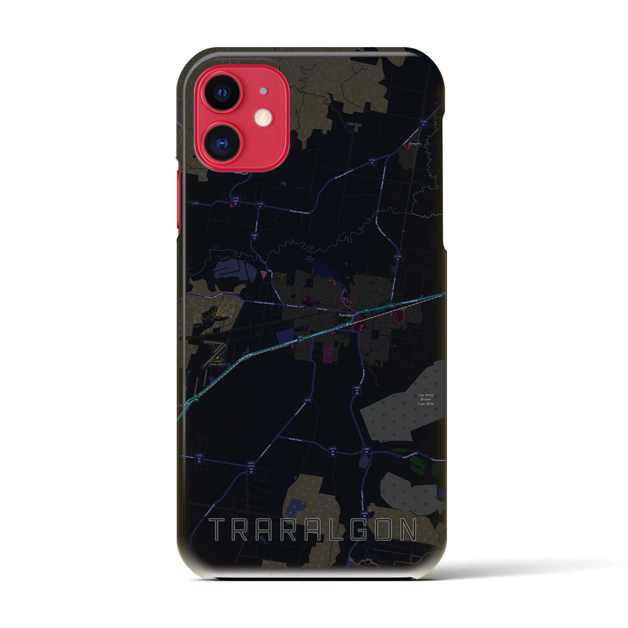 【トララルゴン】地図柄iPhoneケース（バックカバータイプ・ブラック）iPhone 11 用