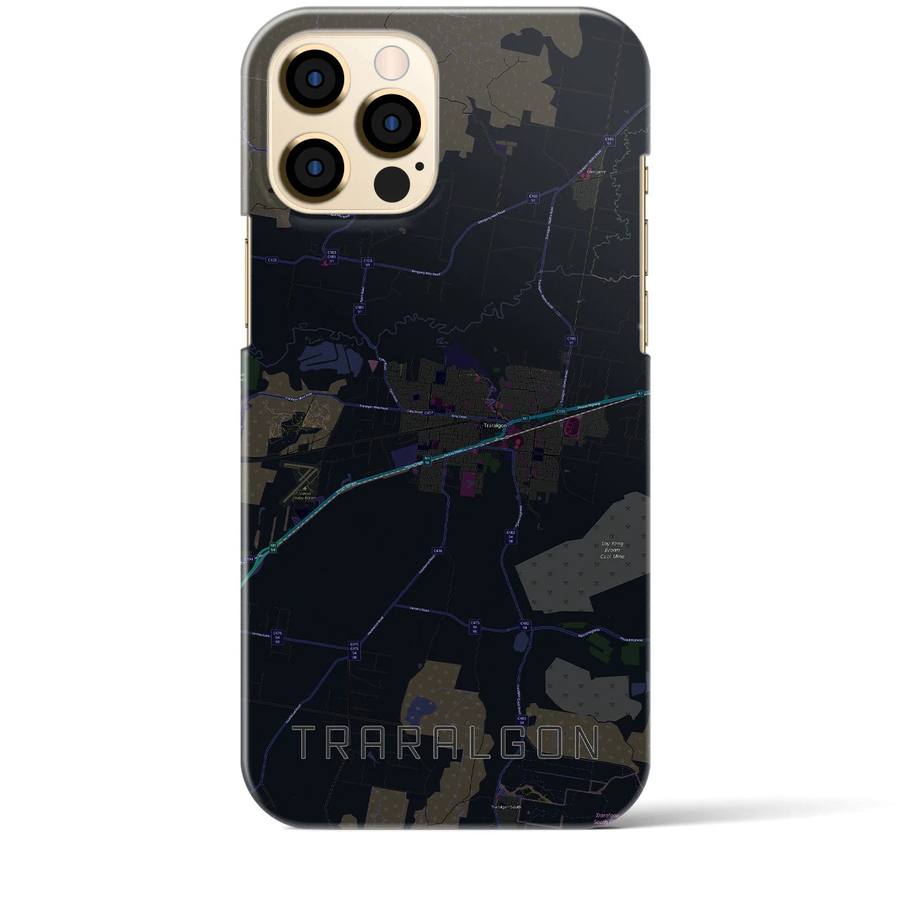 【トララルゴン】地図柄iPhoneケース（バックカバータイプ・ブラック）iPhone 12 Pro Max 用