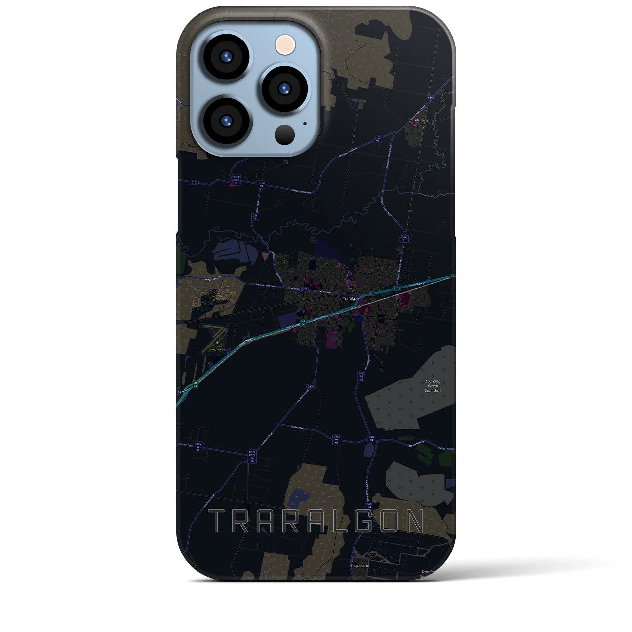 【トララルゴン】地図柄iPhoneケース（バックカバータイプ・ブラック）iPhone 13 Pro Max 用