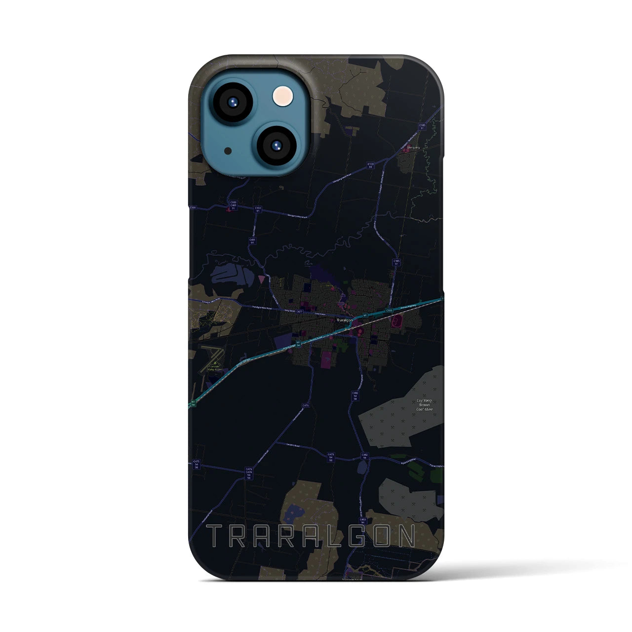 【トララルゴン】地図柄iPhoneケース（バックカバータイプ・ブラック）iPhone 13 用
