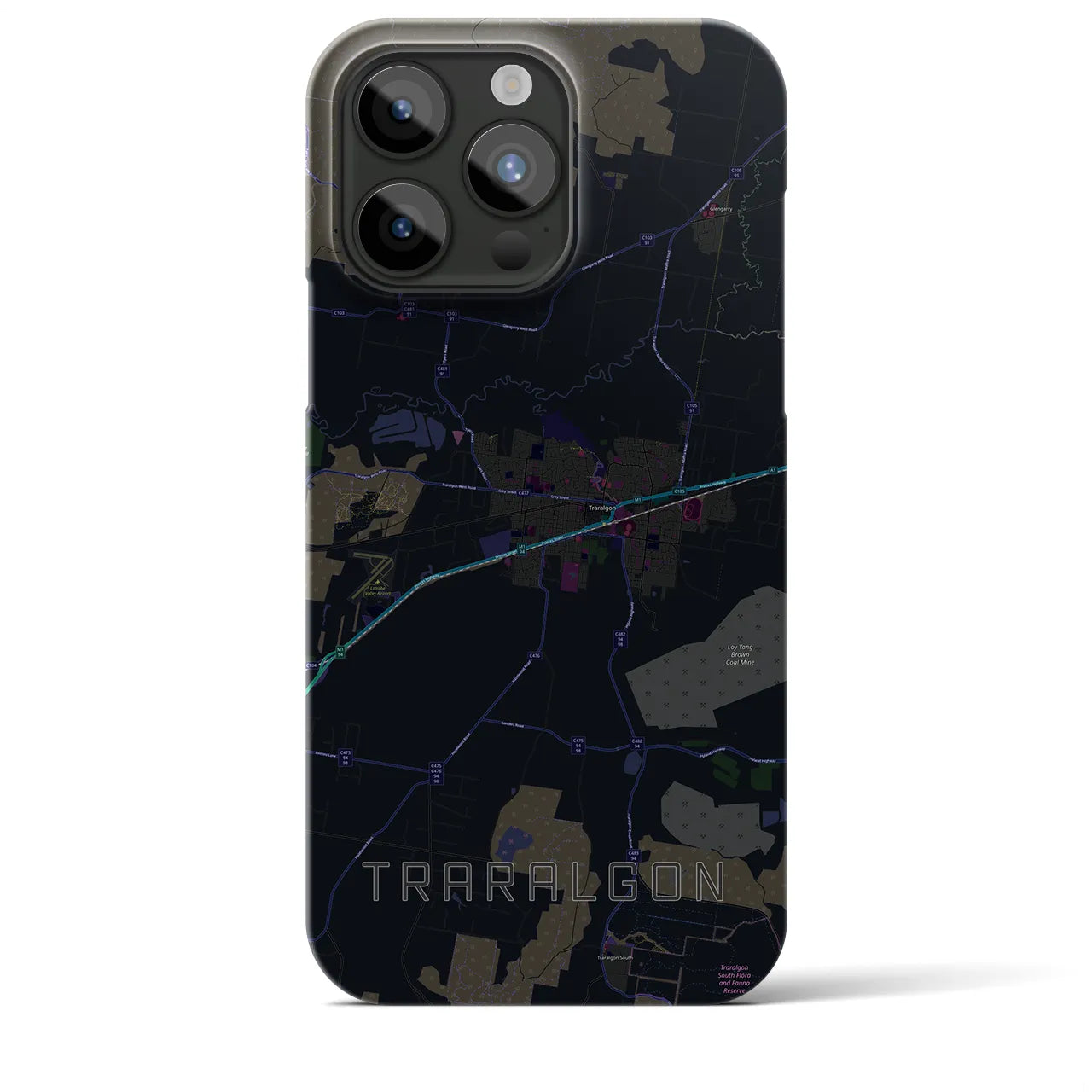 【トララルゴン】地図柄iPhoneケース（バックカバータイプ・ブラック）iPhone 15 Pro Max 用