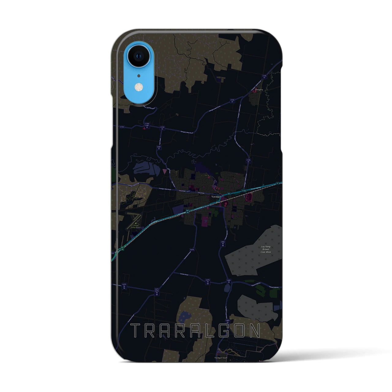【トララルゴン】地図柄iPhoneケース（バックカバータイプ・ブラック）iPhone XR 用