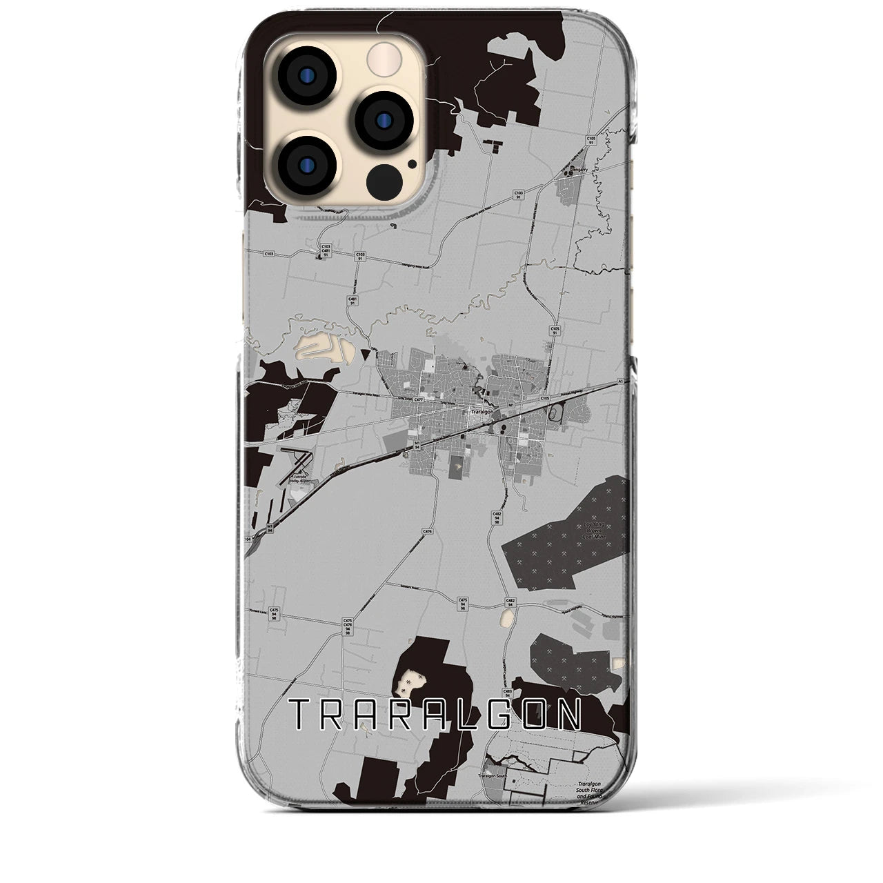 【トララルゴン】地図柄iPhoneケース（クリアタイプ・モノトーン）iPhone 12 Pro Max 用