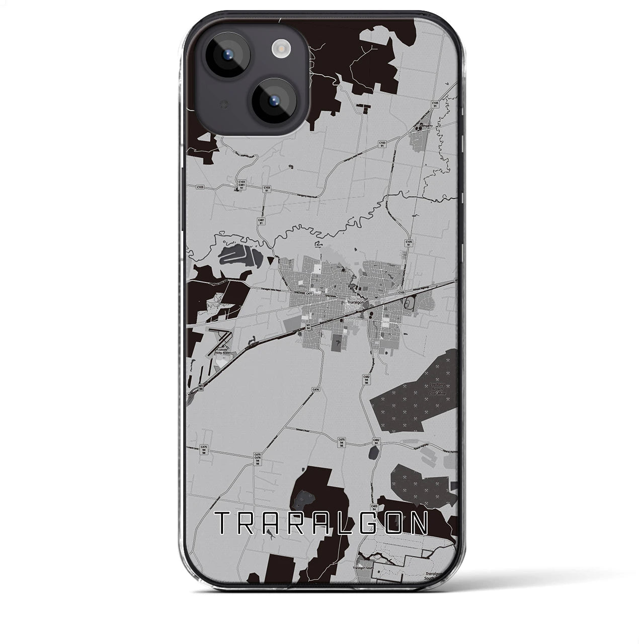 【トララルゴン】地図柄iPhoneケース（クリアタイプ・モノトーン）iPhone 14 Plus 用