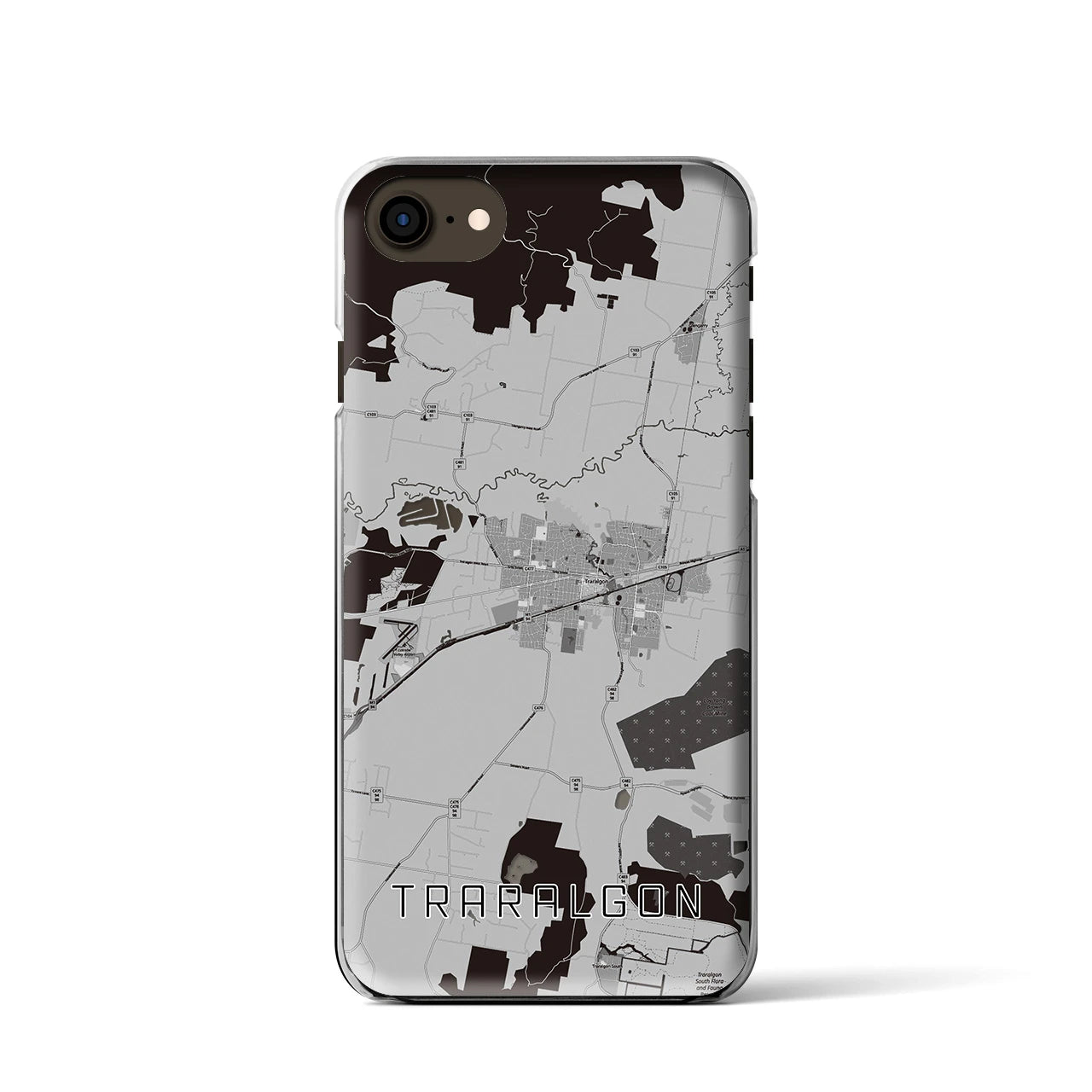 【トララルゴン】地図柄iPhoneケース（クリアタイプ・モノトーン）iPhone SE（第3 / 第2世代） / 8 / 7 / 6s / 6 用